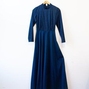 blue evening gown, floor length dress